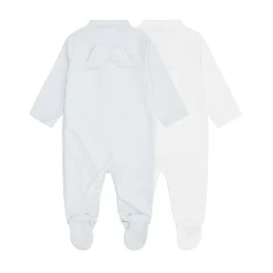 Set Of Two Angel Wing Pointelle Sleepsuits - Blue & White