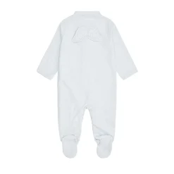 Set Of Two Angel Wing Pointelle Sleepsuits - Blue & White