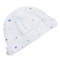 Star & Crown Print Hat, Bib And Mitten'S Set - Blue