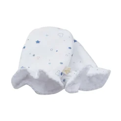 Star & Crown Print Hat, Bib And Mitten'S Set - Blue