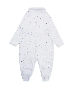 Star & Crown Sleepsuit With Mittens - Blue