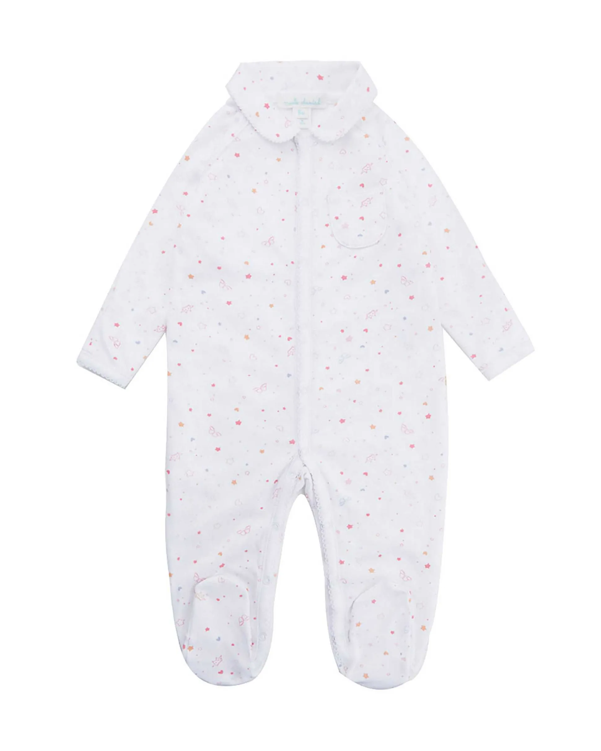 Star & Crown Sleepsuit With Mittens - Pink